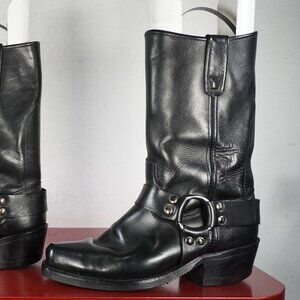Women's Nitro Black Leather Biker Motorcycle Engineer Fashion Boots 8.5